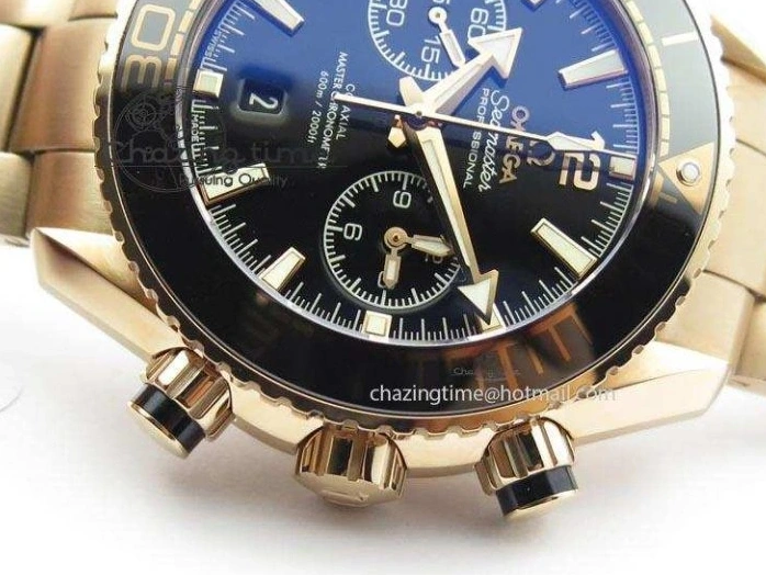 0601 Premium Seamaster Professional Chrono RG Black Ceramic Black Dial On RG Bracelet A 8212